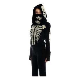 skeleton print zipper hoodie