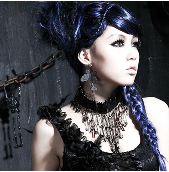 Punk Rock Black Collar Style Necklace With Skulls And RebelsMarket