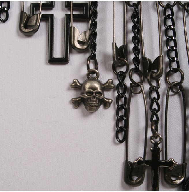 Punk Rock Black Collar Style Necklace With Skulls And RebelsMarket