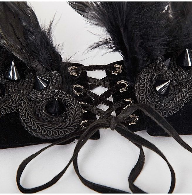 Gothic Black Multifunctional Spiky Feather Collar Or RebelsMarket