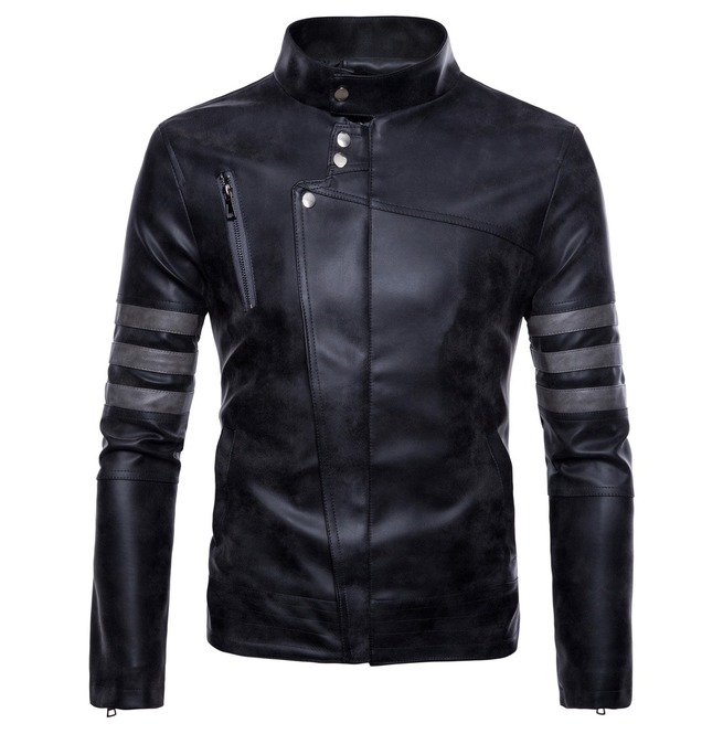 distressed faux leather jacket