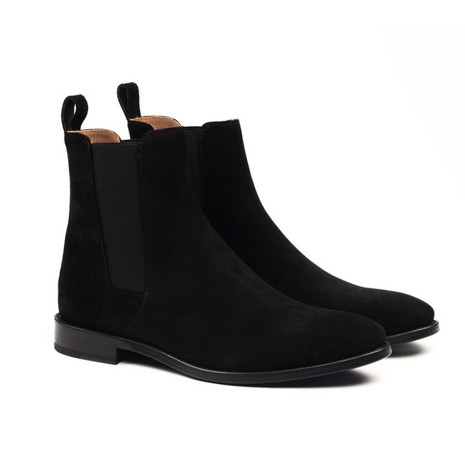 Mens Black Color Suede Chelsea Boots, Men Ankle Boots, Men Leather
