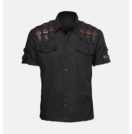 Gothic Steampunk Officer Short Sleeve Shirt Gothic Steampunk Officer Short Sleeve Shirt