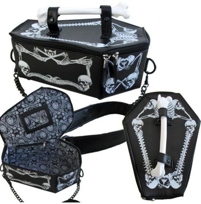Gothic Steampunk Vampire Coffin Bone Shoulder Hand Bag RebelsMarket