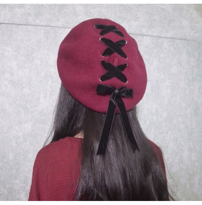 Dark Forest Cute Berets With Lace Up 
