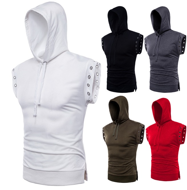 Download Men's Rivet Deco Sleeveless Hooded T Shirt | RebelsMarket