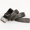 Rebelsmarket mens double prong rivet belt buckle faux leather belt belts and buckles 2