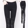 Punk floral lace crochet faux leather womens pants leggings leggings
