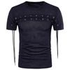 Mens crisscross grommet slim fitted cotton t shirt t shirts