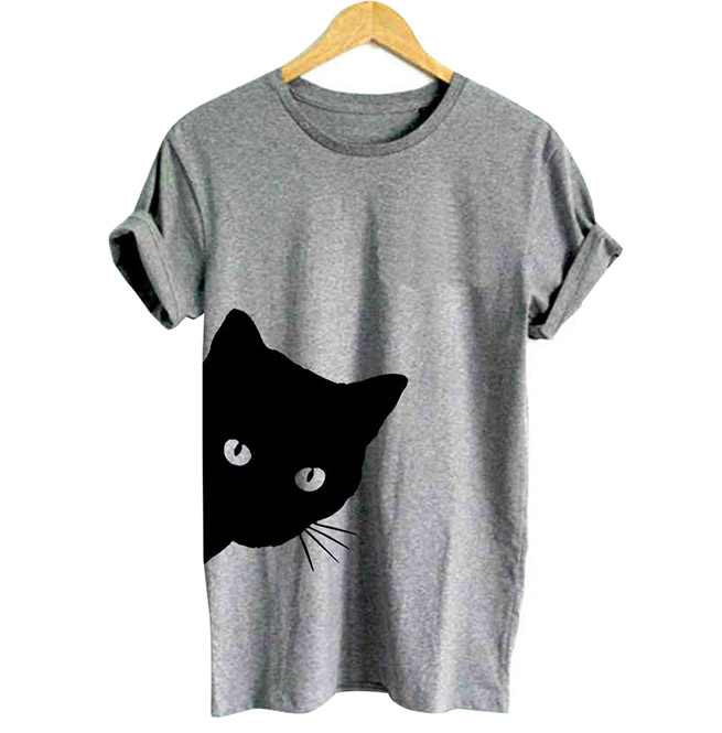 Black Cat Print Women's TShirt FashionSprout RebelsMarket
