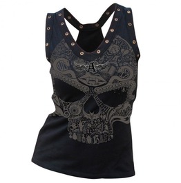 Punk Rock Goth Hollow Out Skull Head 3 D Print Tank Top Punk Rock Goth Hollow Out Skull Head 3 D Print Tank Top