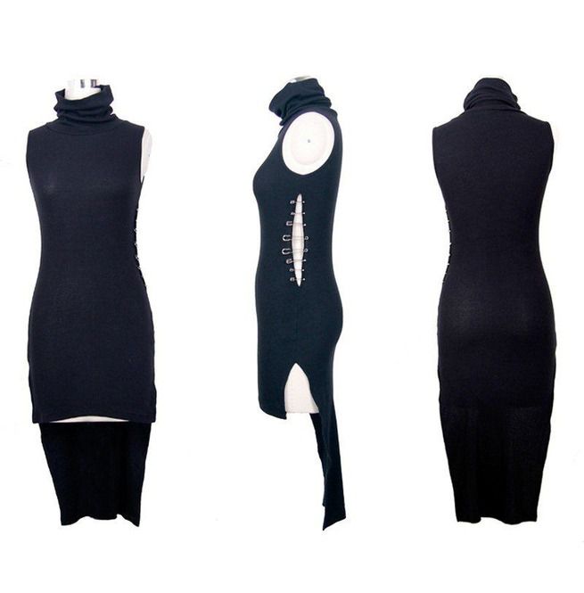 Gothic Women's Asymmetrical Cotton Safety Pin Dress RebelsMarket