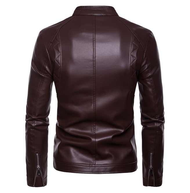 Men's Stand Collar Faux Leather Unfilled Bomber Jacket ... (655 x 665 Pixel)