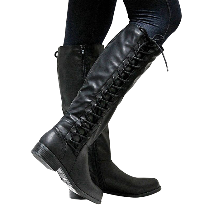Rocker Women's Lace Up Leather Riding Boots RebelsMarket