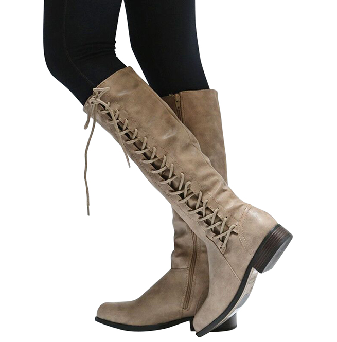 Rocker Women's Lace Up Leather Riding Boots RebelsMarket