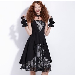 Gothic Vintage Lace Patchwork Black Dress Gothic Vintage Lace Patchwork Black Dress