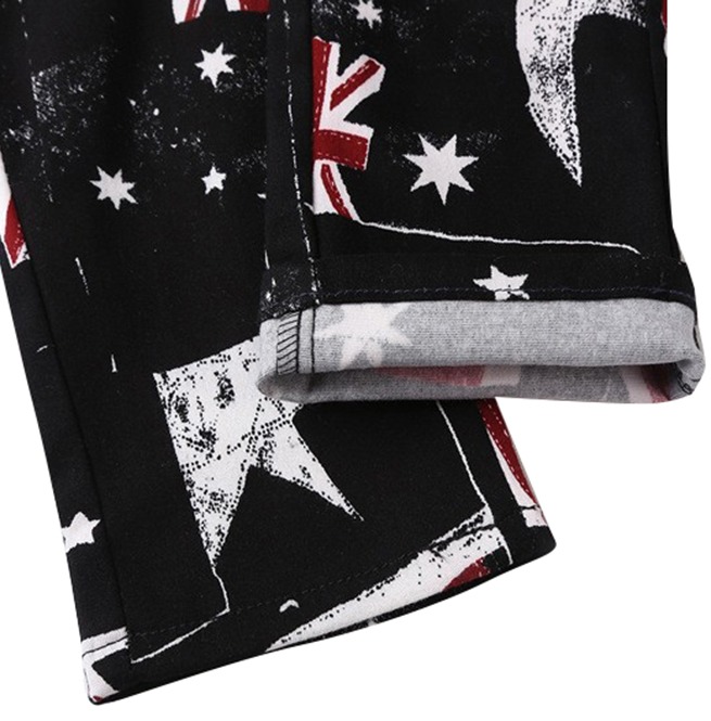 Flag Print Slim Stretch Skinny Denim Jeans Pants RebelsMarket