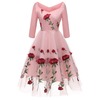 Women's Fashion Rose Embroideried Elegant Cocktail Party Dress Women's Fashion Rose Embroideried Elegant Cocktail Party Dress