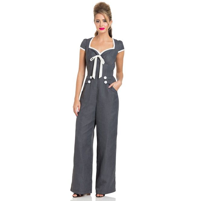 grey striped jumpsuit