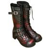 Distressed maroon biker boots womens boots