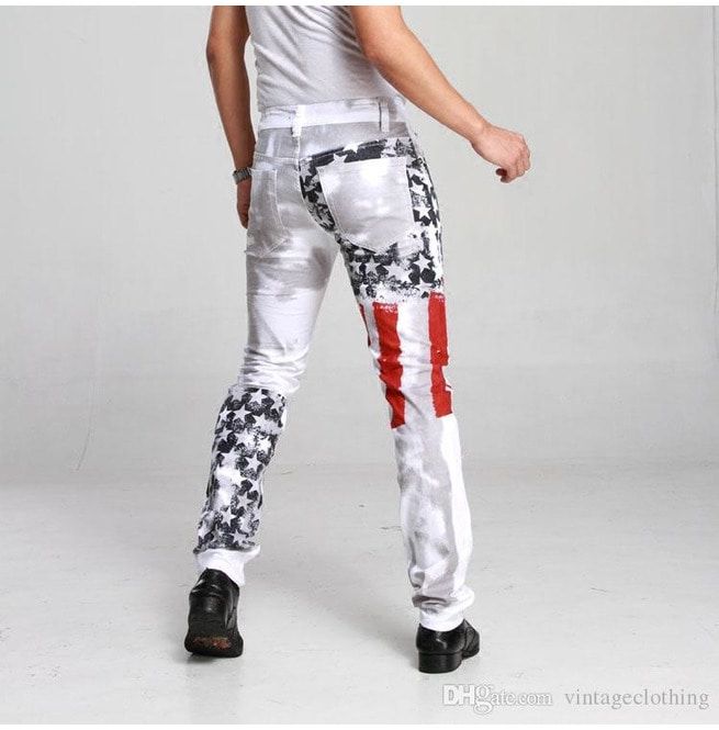 American Flag Printed Denim Pants RebelsMarket