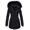 Rebelsmarket womens v neck fur collar slim long coat coats 4