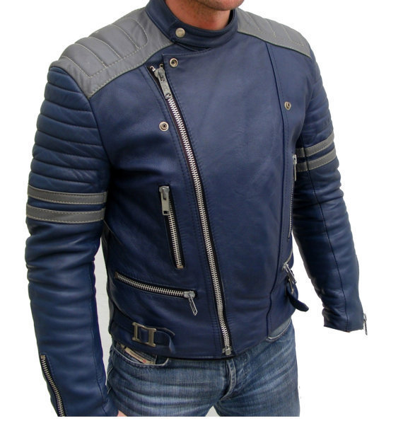 New Men Blue Leather Color Jacket, 's Bomber Jacket 's | RebelsMarket