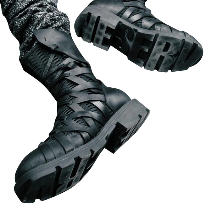 Vintage Retro Men's Genuine LeathHigh Top Bandage Boots RebelsMarket