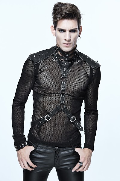 Gothic Black Men s Spiked Choker And Body Harness RebelsMarket