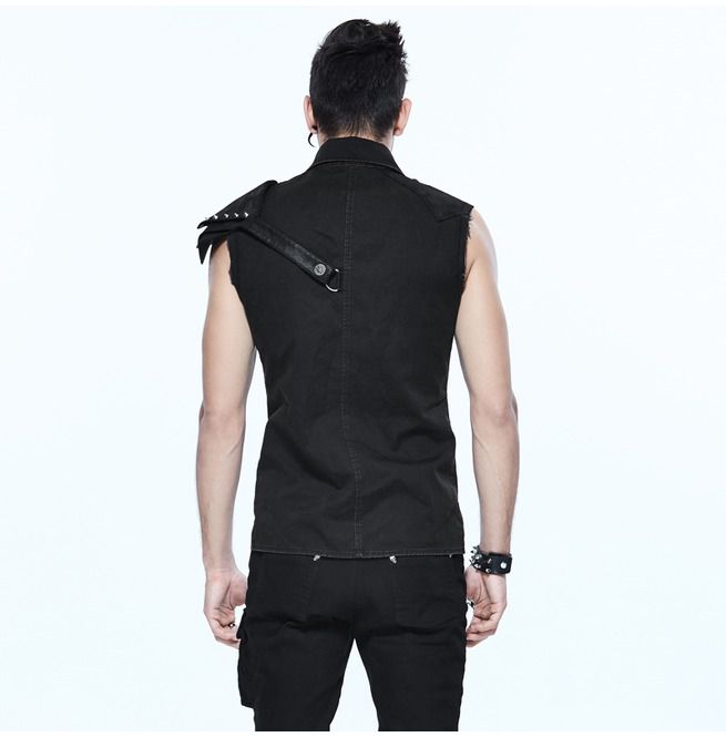 Punk Rock Black Men's Sleeveless Spiked Top RebelsMarket