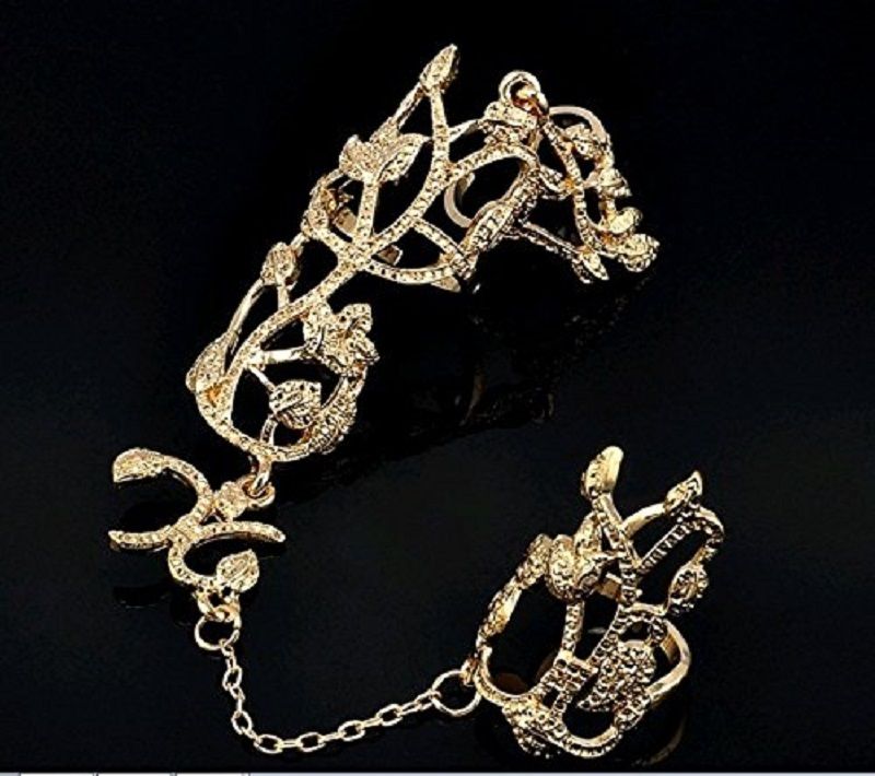 Boho Carved Leaf Vine Slave Chain Conjoined Double RebelsMarket