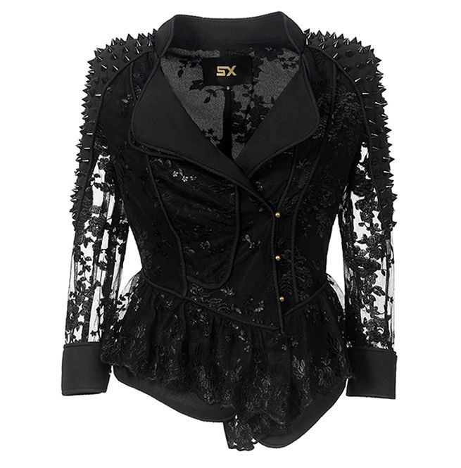 Gothic Punk Lace Black Jacket RebelsMarket