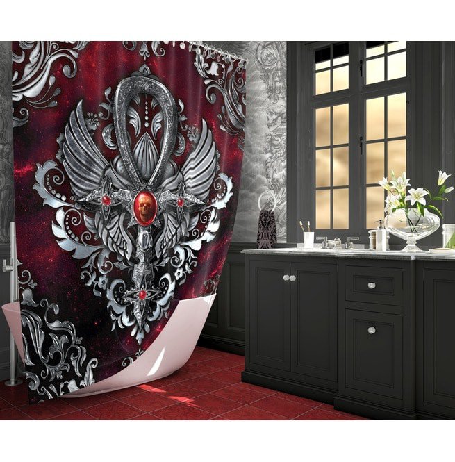 Gothic Ankh Shower Curtain Rebelsmarket