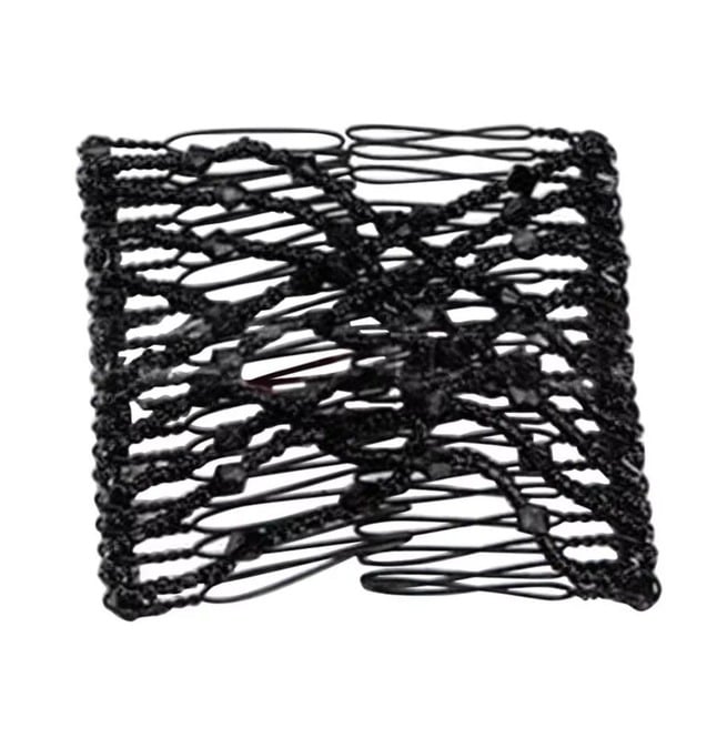 Striking Small Black Shiny Beads Elasticated Hair Clip Rebelsmarket