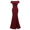 Women's Off The Shoulder Ruffle Collar Slit Dress Women's Off The Shoulder Ruffle Collar Slit Dress