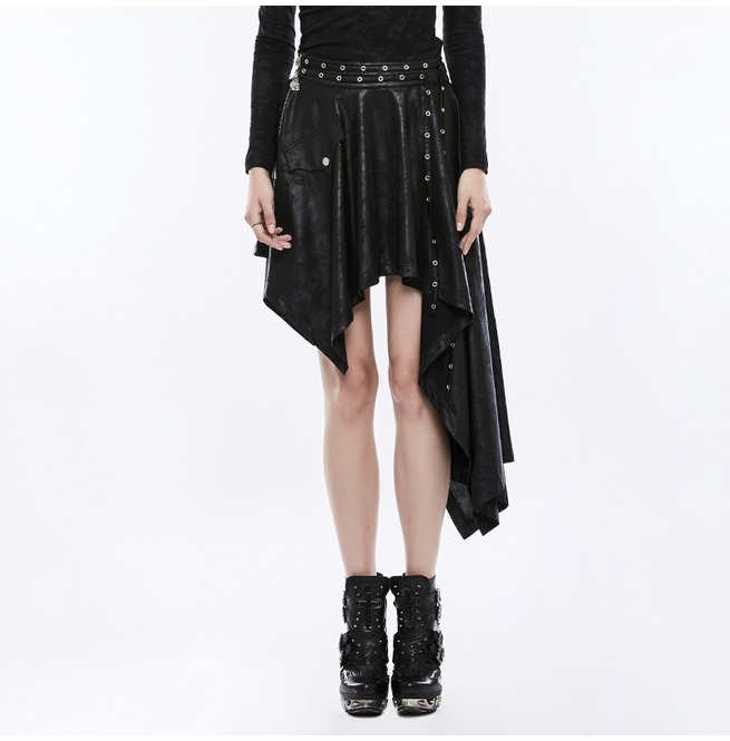 Punk Black Knitted Asymmetric Skirt For Women Punk RebelsMarket
