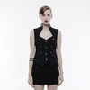 Military Uniform Black Pin Stripe Pu Leather Detailed Collar Sleeveless Vest For Women Military Uniform Black Pin Stripe Pu Leather Detailed Collar Sleeveless Vest For Women