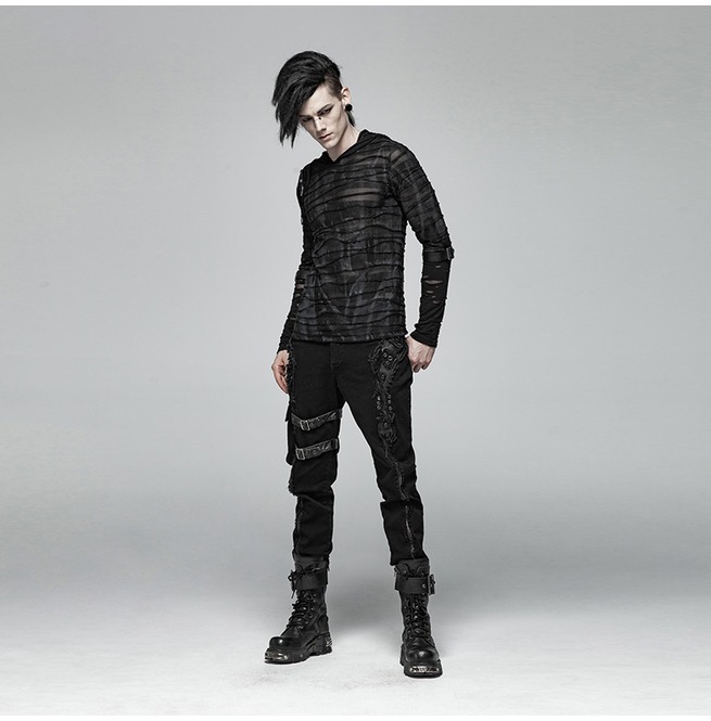 Men's Punk Ripped Black Shirt Punk Rave RebelsMarket