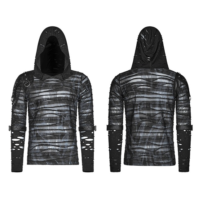 Men's Punk Ripped Black Shirt Punk Rave RebelsMarket