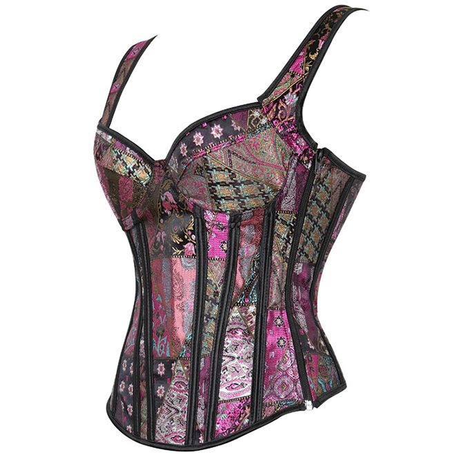 Gothic Women's Lace Up Jacquard Corset RebelsMarket