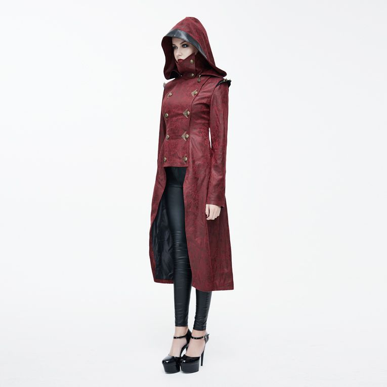 Steampunk Trench Coat Women With Hood Cakucool New Women Black