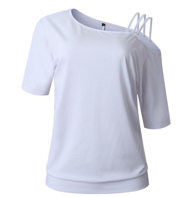 Women Sexy Loose One Shoulder off Short Sleeve Cotton