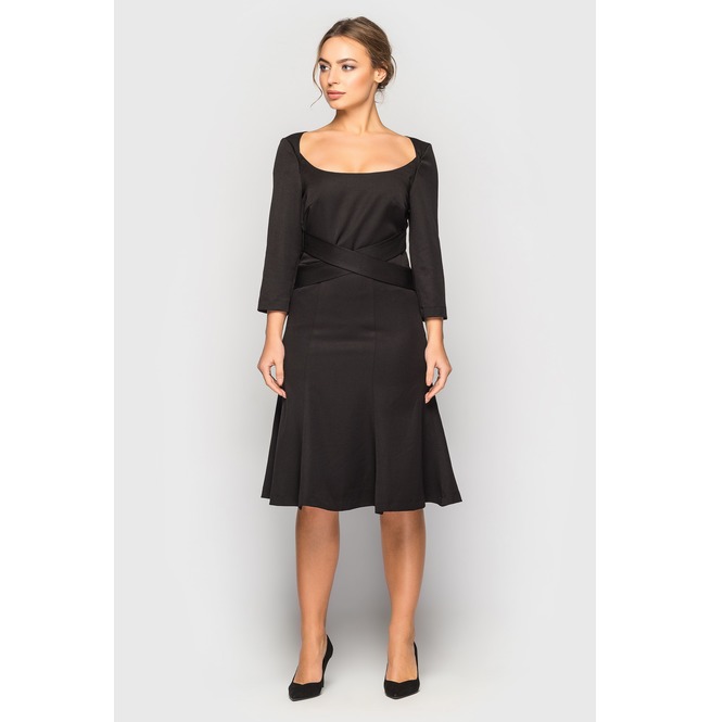 black deep neck dress