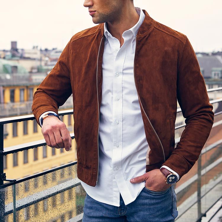 Mens Brown Suede Biker Jacket, Men Brown Casual Suede | RebelsMarket