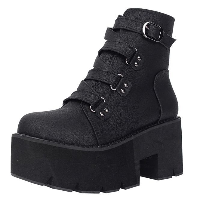 round toe platform boots