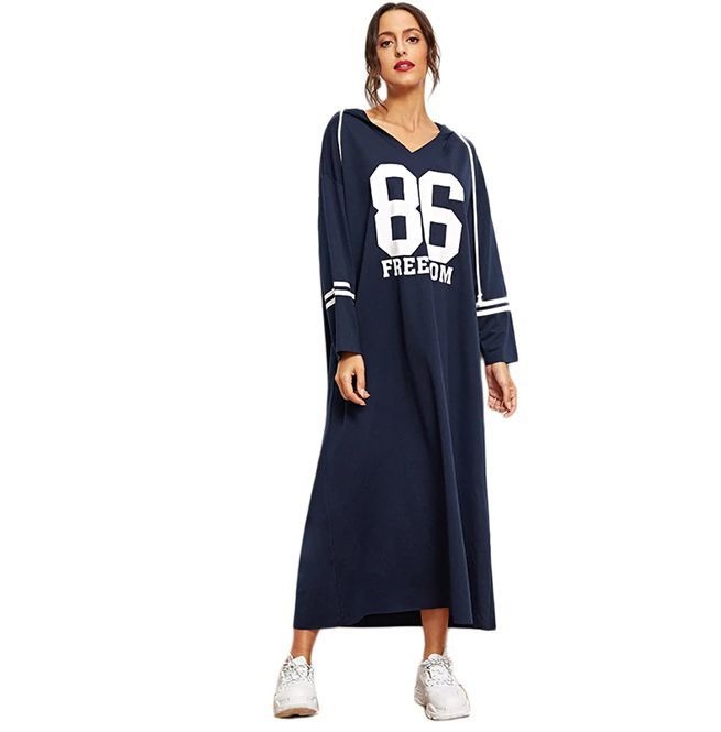 Drawstring Hoodie Long Loose Basketball Shirt Dress RebelsMarket