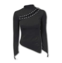 Spiral Gothic Rock Slant Lace Up Longsleeve Top
