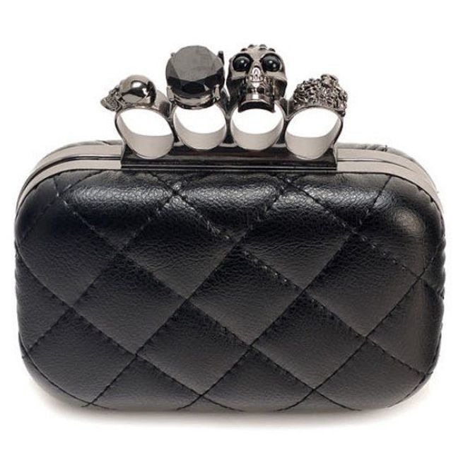 Gothic Streetwear Black PU Leather Skull Knuckle Rings RebelsMarket