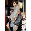 Large skull head rivets black shoulder handbag purses and handbags