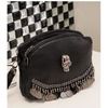 Metal skull dangling coins shoulder handbag purses and handbags